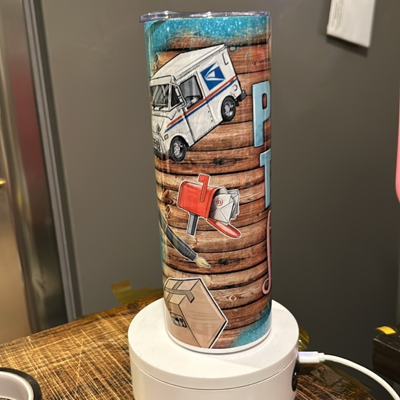 POSTAL LIFE W/usps details  20 oz stainless steel tumbler in blue or green NWT - Picture 7 of 9